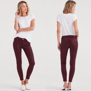 7 for all mankind maroon bordeaux coated skinny jeans woman's size 28